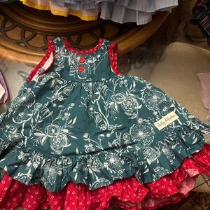 Madison Floral Teal and Red Kids Dress
